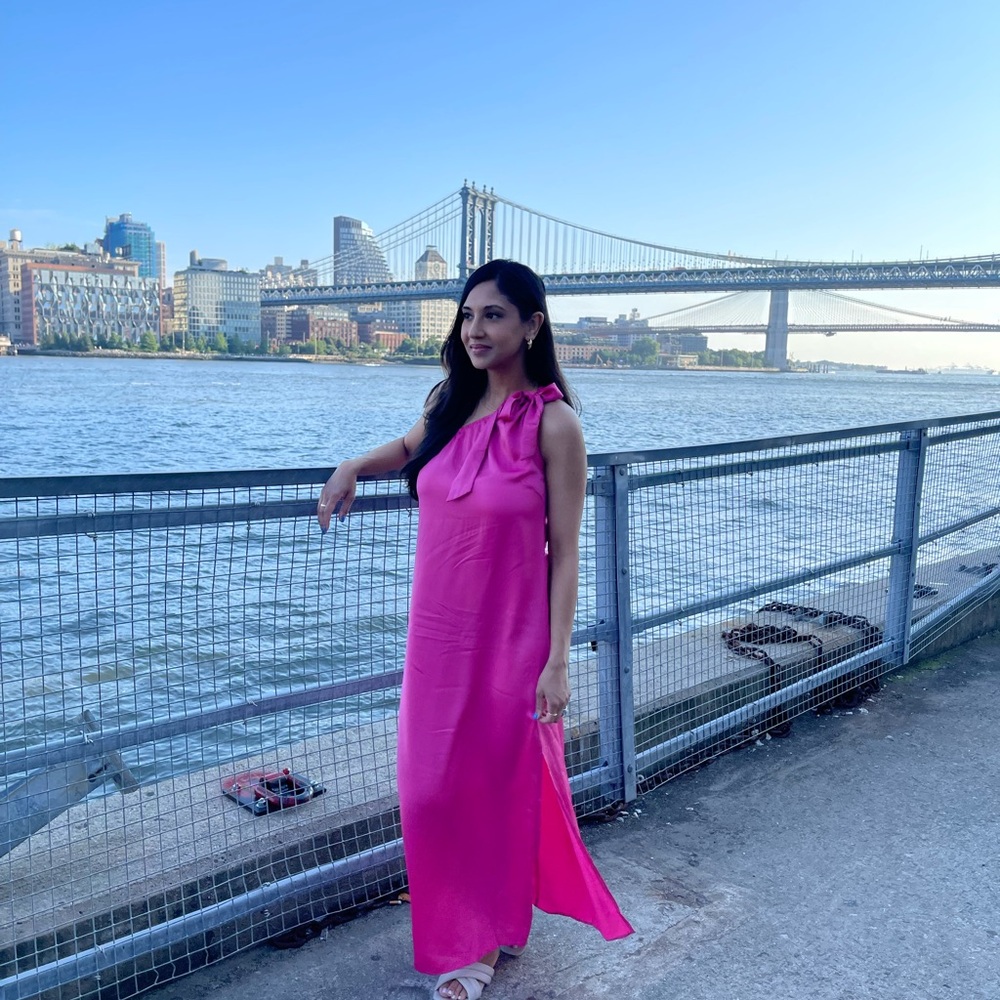 Pink One-Shoulder Maxi Dress - Picture 2 of 4